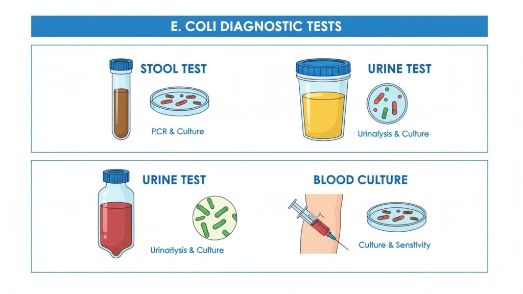 Medical tests used to diagnose E. coli infection